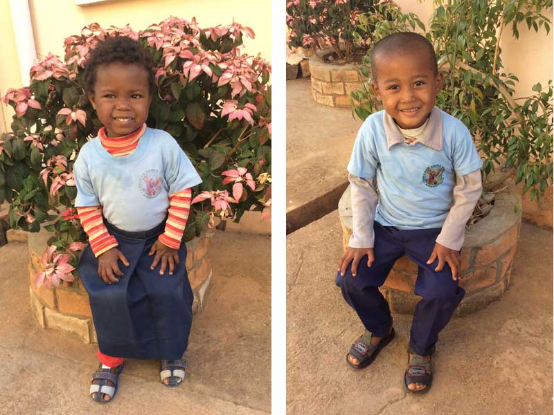 Deux orphelins du Foyer Orphelinat Jean-Paul II à Madagascar