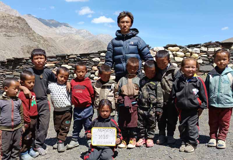 La classe de Nursery 2026 de la Siddhartha Kula Basic School à Tinjé dans le Haut Dolpo